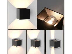 NETTLIFE Aplique Para Pared-Aplicación LED para Muro Externa Negra, Up Down, IP65, 3000K, para Escalera Negro