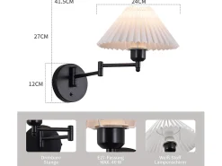 NETTLIFE Aplique Para Pared-Aplicación mural interior vintage: Difusor orientable de pared para iluminación retro E27, 40W.MAX, sin bombilla. Blanco