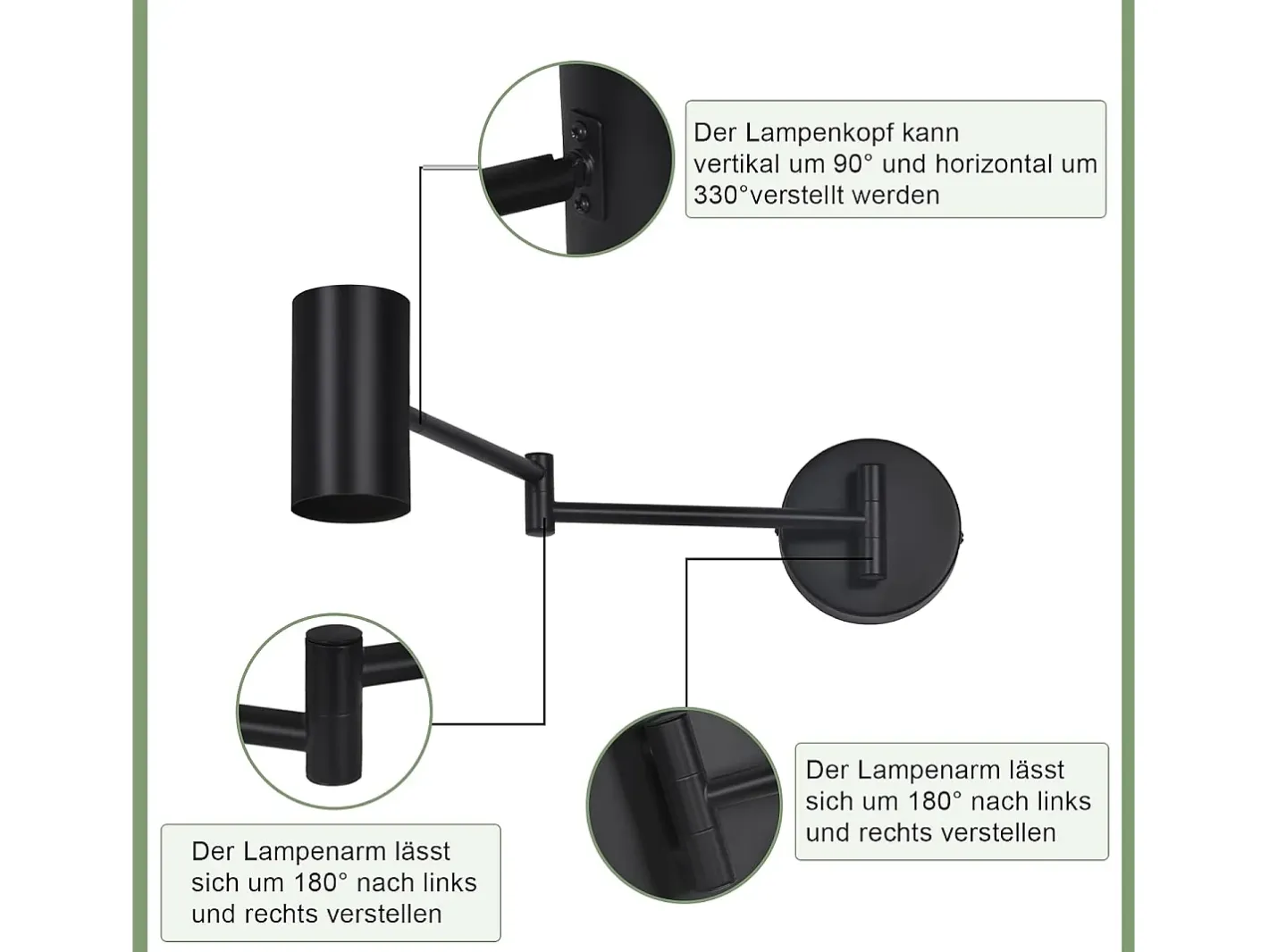 NETTLIFE Aplicación Mural Interior Negra, Paquete de 2, Retró, Metal Giratorio, GU10. Negro Discount