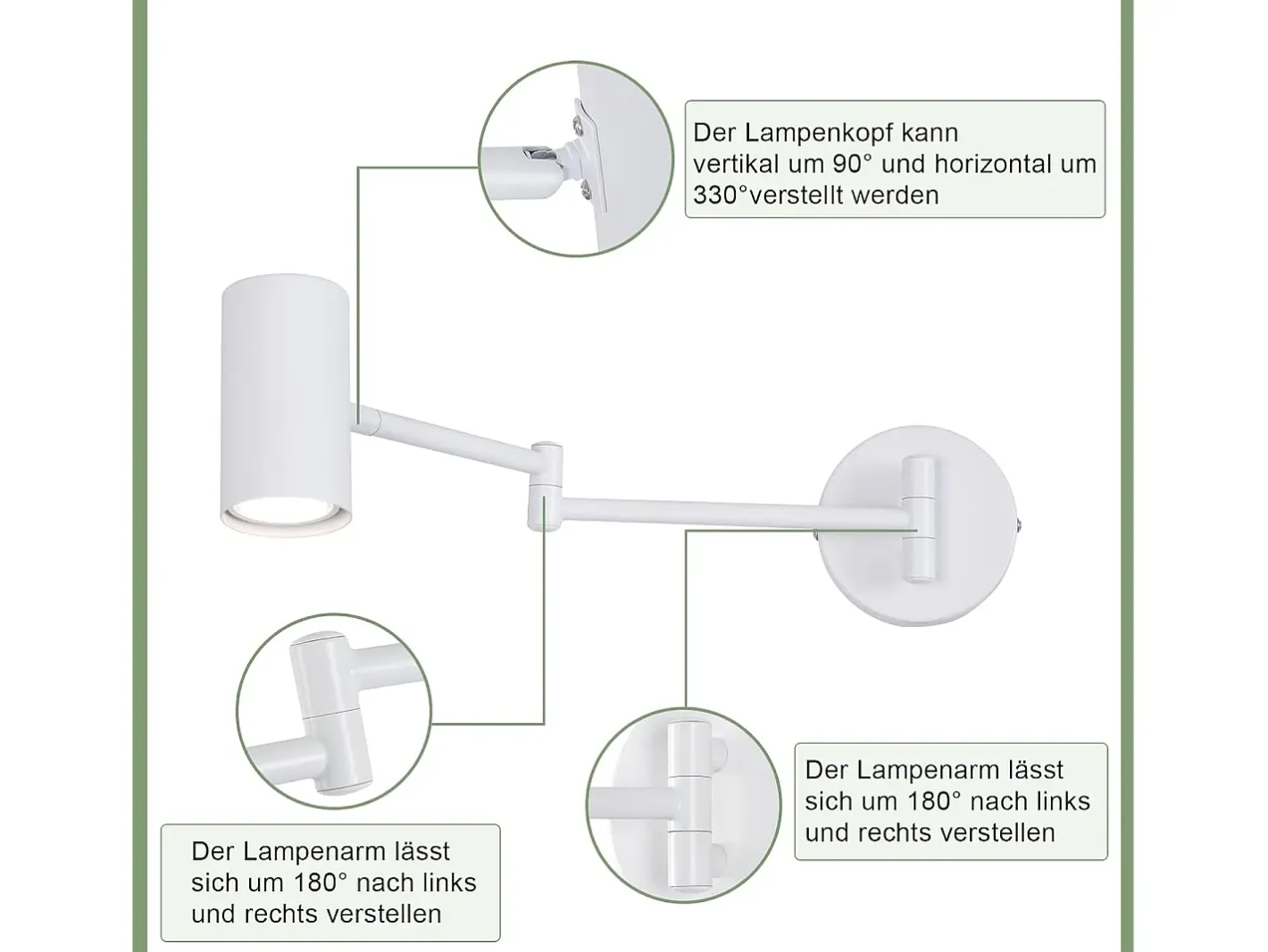 Best NETTLIFE Aplicación mural interior GU10 - lámpara de pared para dormitorio, moderno spotlight sin bombilla. Blanco