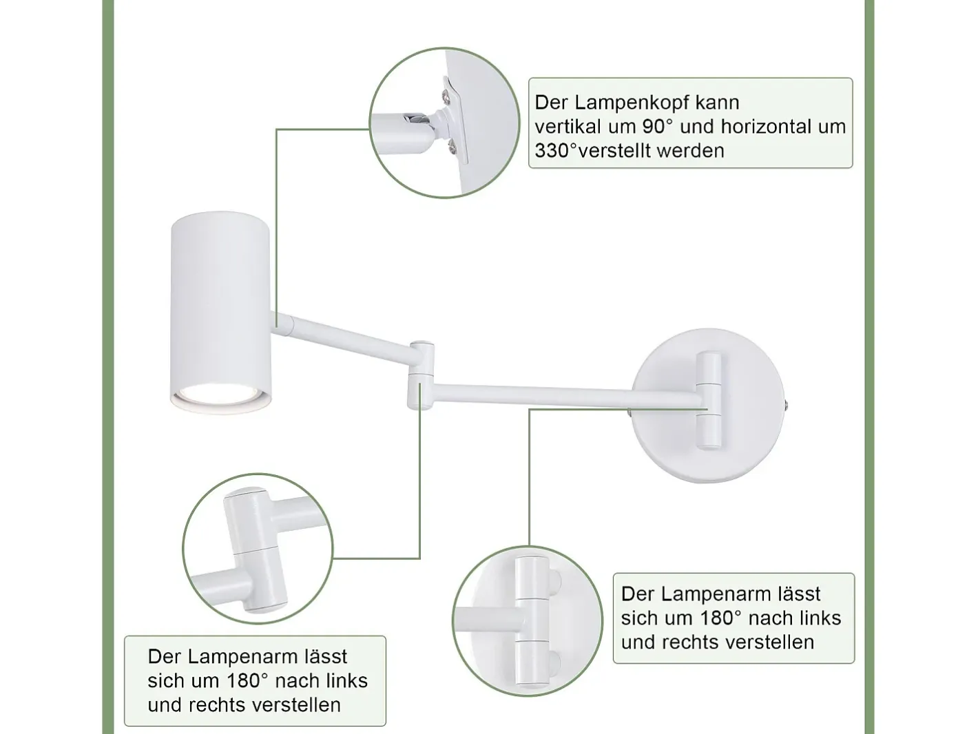 Best NETTLIFE Aplicación mural interior GU10 - lámpara de pared para dormitorio, moderno spotlight sin bombilla. Blanco