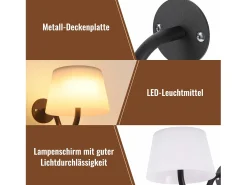 NETTLIFE Aplique de pared para interiores a batería con interruptor: Apliques de pared LED regulables, s, inalámbricos, modernos Negro