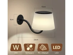 NETTLIFE Aplique Para Pared-Aplique de pared para interiores a pilas: 2 luces LED regulables con interruptor, focos de pared inalámbricos s modernos Negro