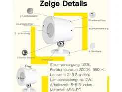 NETTLIFE Aplique Para Pared-Aplique de pared interior sin fuente de alimentación: Aplique LED con interruptor eWhite Iluminación de pared inalámbrica Táctil Variable Blanco