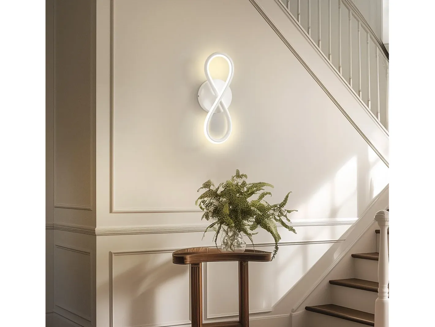 NETTLIFE Aplique LED de pared negro de 7 W, diseño curvo, cálido de 3000 K para escaleras interiores Blanco Outlet