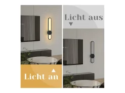 NETTLIFE Aplique LED de pared para interiores - Lámpara de escalera de 12 W, 60 cm, color , diseño moderno, lámpara de pasillo, 3000 K Negro Outlet