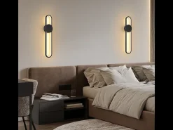 NETTLIFE Aplique LED de pared para interiores - Lámpara de escalera de 12 W, 60 cm, color , diseño moderno, lámpara de pasillo, 3000 K Negro Outlet