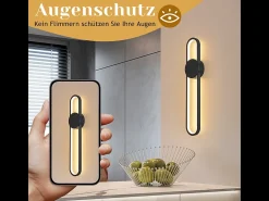 NETTLIFE Aplique LED de pared para interiores - Lámpara de escalera de 12 W, 60 cm, color , diseño moderno, lámpara de pasillo, 3000 K Negro Outlet