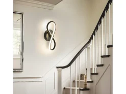 Outlet NETTLIFE Aplique LED de pared de 7 W, diseño curvo, blanco cálido de 3000 K para escaleras interiores Negro
