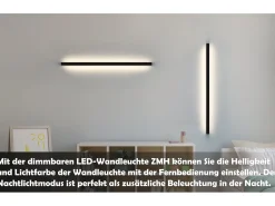 NETTLIFE Aplique LED para Interior Regulable 100 cm Moderno 15 W Lámpara de Pasillo Iluminación de Pared Negro Clearance