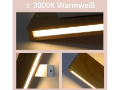 NETTLIFE Aplique Para Pared-Aplique LED para Interiores - Lámpara de de Madera Moderna de 32 CM Lámpara de Escalera con Diseño Arriba y Abajo 11W 3000K Blanco Cálido Marru00f3n