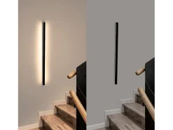 NETTLIFE Aplique Para Pared-Aplique LED para Interiores - Lámpara de Pasillo Moderna de 80 CM y 27 W, Color Blanco cálido, para Pasillo Arriba y Abajo Negro