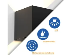 NETTLIFE Aplique Para Pared-Aplique LED Pared, Iluminación Negra, Exterior 5W, Foco Arriba Abajo, IP65, 3000K Blanco Cálido Negro
