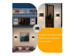 NETTLIFE Aplique Para Pared-Aplique LED 3W - G9 Interior / Exterior y Dorado, Impermeable Doble Haz Orientable IP65 230V 3000K Negro