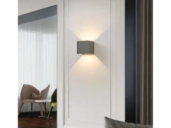 NETTLIFE Aplique Para Pared-Aplique LED 5W - Lámpara de Pared Exterior/Interior , Regulable Doble Haz Impermeable IP65 230V 3000K Gris