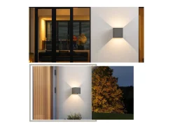NETTLIFE Aplique Para Pared-Aplique LED 5W - Lámpara de Pared Exterior/Interior , Regulable Doble Haz Impermeable IP65 230V 3000K Gris