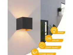 NETTLIFE Aplique Para Pared-Aplique LED 3W, 4 piezas - G9 Aplique Exterior/Interior y Dorado, impermeable doble haz orientable IP65 230V 3000K Negro