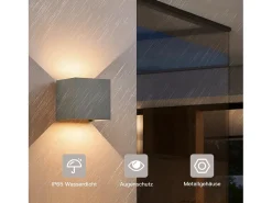Discount NETTLIFE Aplique LED 5W,4 piezas - Lámpara de Pared Exterior/Interior , Regulable Doble Haz Impermeable IP65 230V 3000K Gris