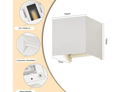 NETTLIFE Aplique LED 5W,4 piezas - Aplique Exterior/Interior, Doble Haz Regulable Impermeable IP65 230V 3000K Blanco