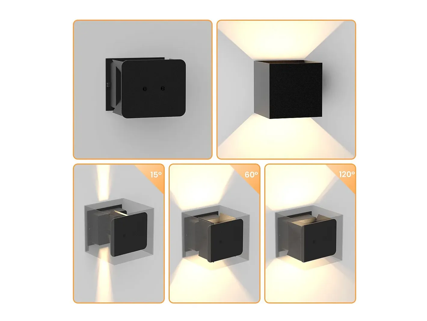 NETTLIFE Aplique mural LED, aplique exterior, lote de 2, aplique mural para interior y exterior, alto - bajo, iluminación exterior, moderno, IP65. Negro Sale
