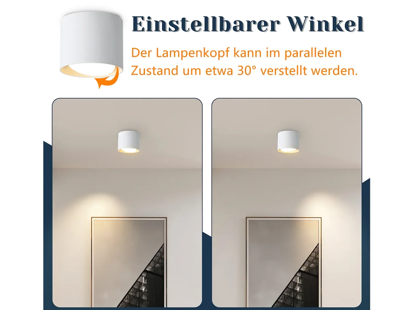 New NETTLIFE Ceiling Spot LED : Plafón redondo de superficie, alum. 230V, bombilla GX53 5W 3000K, para dormitorio, pasillo Blanco