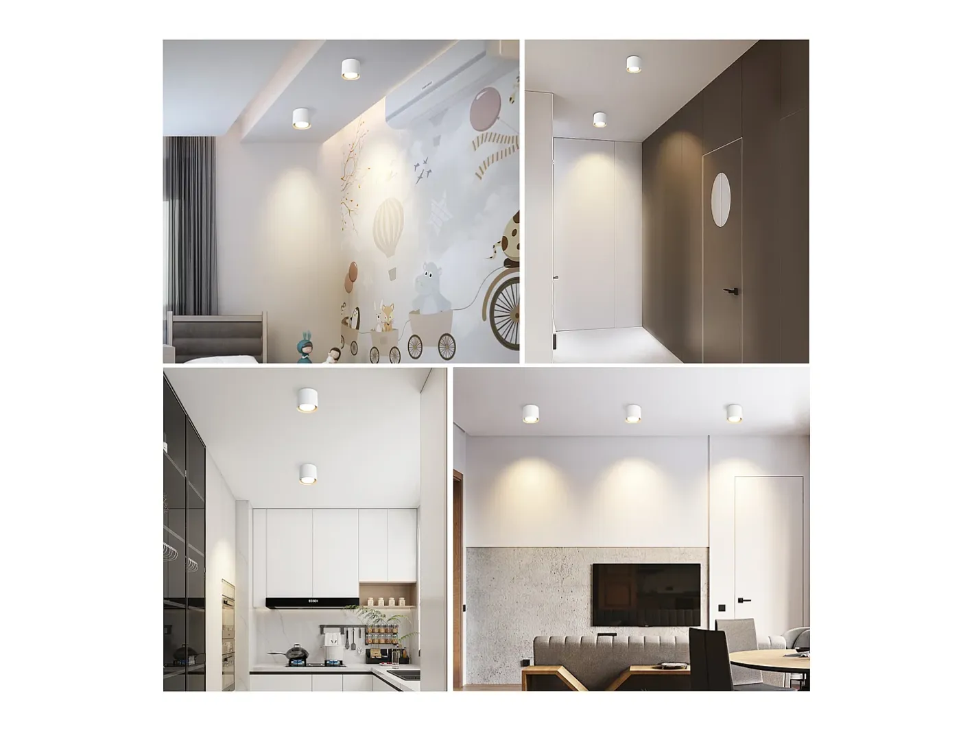 New NETTLIFE Ceiling Spot LED : Plafón redondo de superficie, alum. 230V, bombilla GX53 5W 3000K, para dormitorio, pasillo Blanco