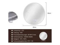NETTLIFE Espejo-Espejo con iluminación Espejo de pared LED IP44 redondo 80cm con función de espejo táctil iluminado con luz regulable Transparente