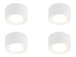Hot NETTLIFE Foco de superficie de 4 piezas Foco de superficie redondo de color Luminaria de superficie Gx53 Moderna plana Máx.10w Blanco