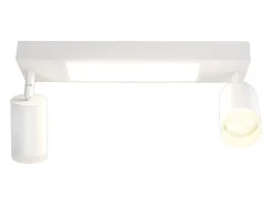 NETTLIFE Plafón-Foco de techo 2 bombillas GU10 dormitorio 3000k 20W negro cálido ajustable metal Blanco
