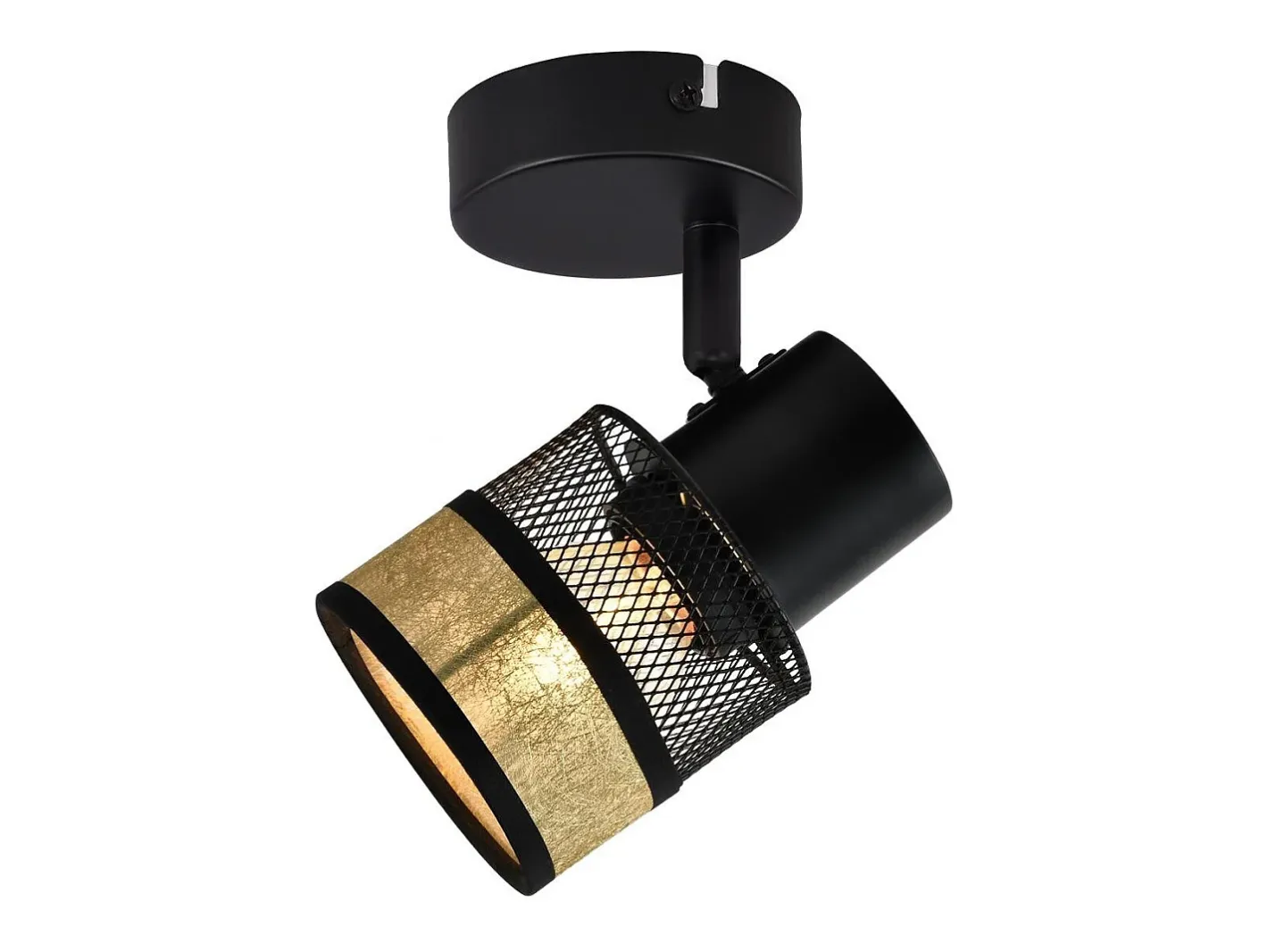 NETTLIFE Plafón-Foco de techo 1 bombilla pasillo metal vintage dorado E27 LED máx. 40W orientable 330° Negro