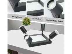 NETTLIFE Plafón-Foco de techo 4 bombillas GU10 3000k 20W Lámpara de cocina negra Lámpara de pasillo giratoria blanca cálida Negro