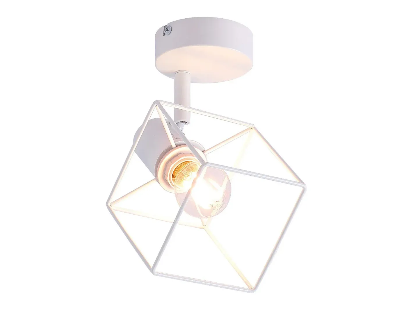 NETTLIFE Foco de techo E14 ajustable 350° Lámpara de techo vintage de metal para sala de estar Blanco
