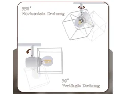 NETTLIFE Foco de techo E14 giratorio 350°, lámpara de techo vintage de metal, ajustable para sala de estar, sin bombilla Blanco Outlet