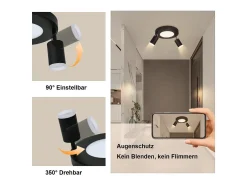 NETTLIFE Foco de techo 2 focos 3000K protección ocular fácil instalación orientable 350° GU10 Negro Clearance