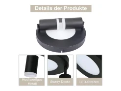 NETTLIFE Foco de techo 2 focos 3000K protección ocular fácil instalación orientable 350° GU10 Negro Clearance