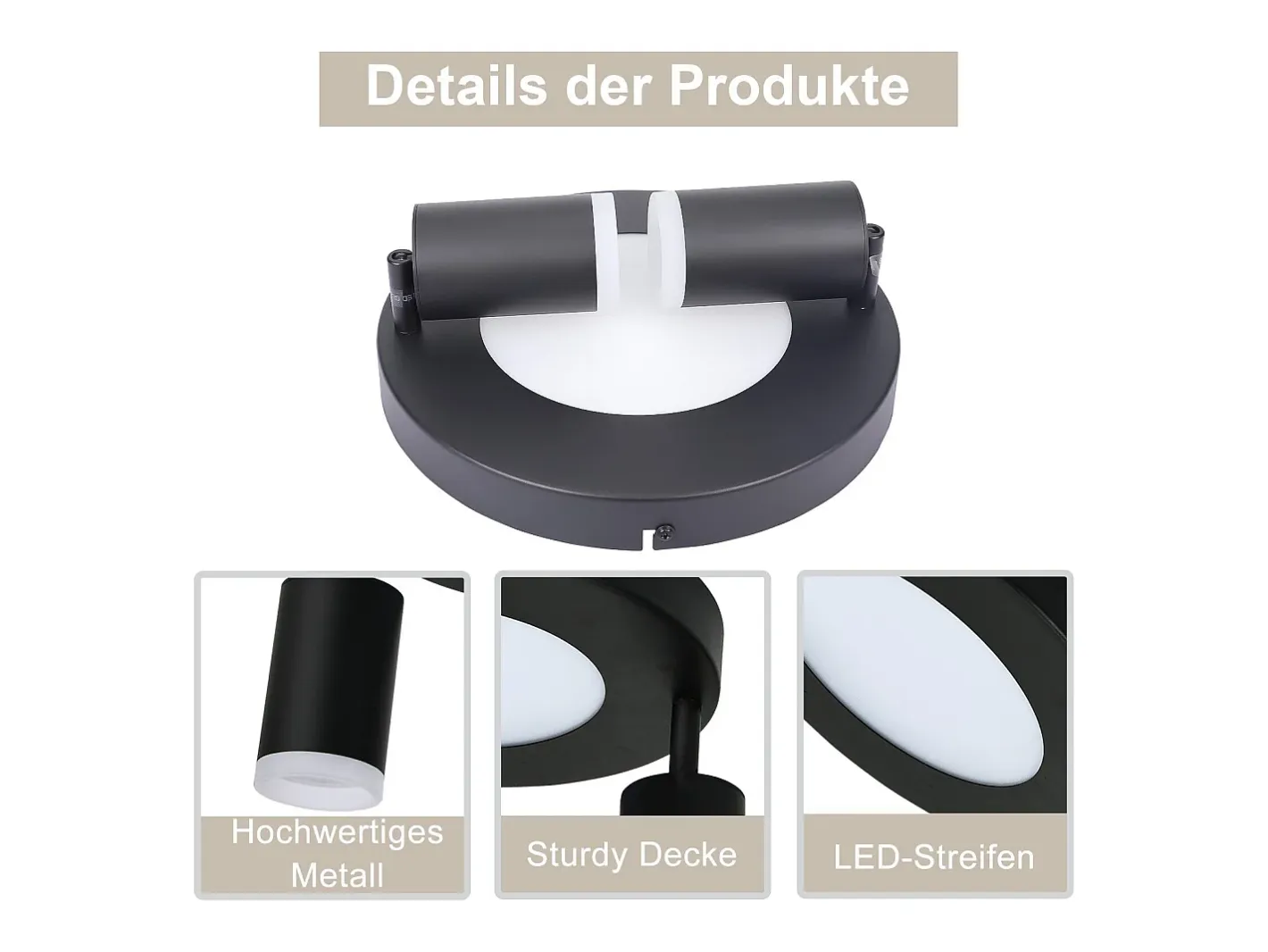 NETTLIFE Foco de techo 2 focos 3000K protección ocular fácil instalación orientable 350° GU10 Negro Clearance