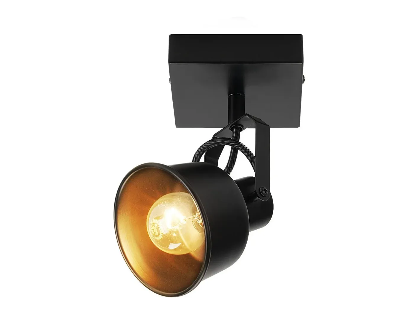 NETTLIFE Plafón-Foco de techo 1 llama aplique vintage E14 diseño retro de alta calidad orientable 350° MAX.40W Negro
