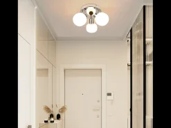 NETTLIFE Foco de techo E14 3 bombillas Pantalla interior de cristal Foco orientable Sin centro de luz Blanco Clearance