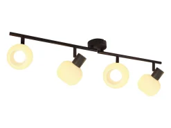 NETTLIFE Foco de techo blanco E14 Lámpara de techo 4 bombillas Pantalla de cristal interior Foco ajustable Negro Sale