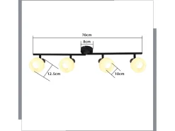 NETTLIFE Foco de techo blanco E14 Lámpara de techo 4 bombillas Pantalla de cristal interior Foco ajustable Negro Sale