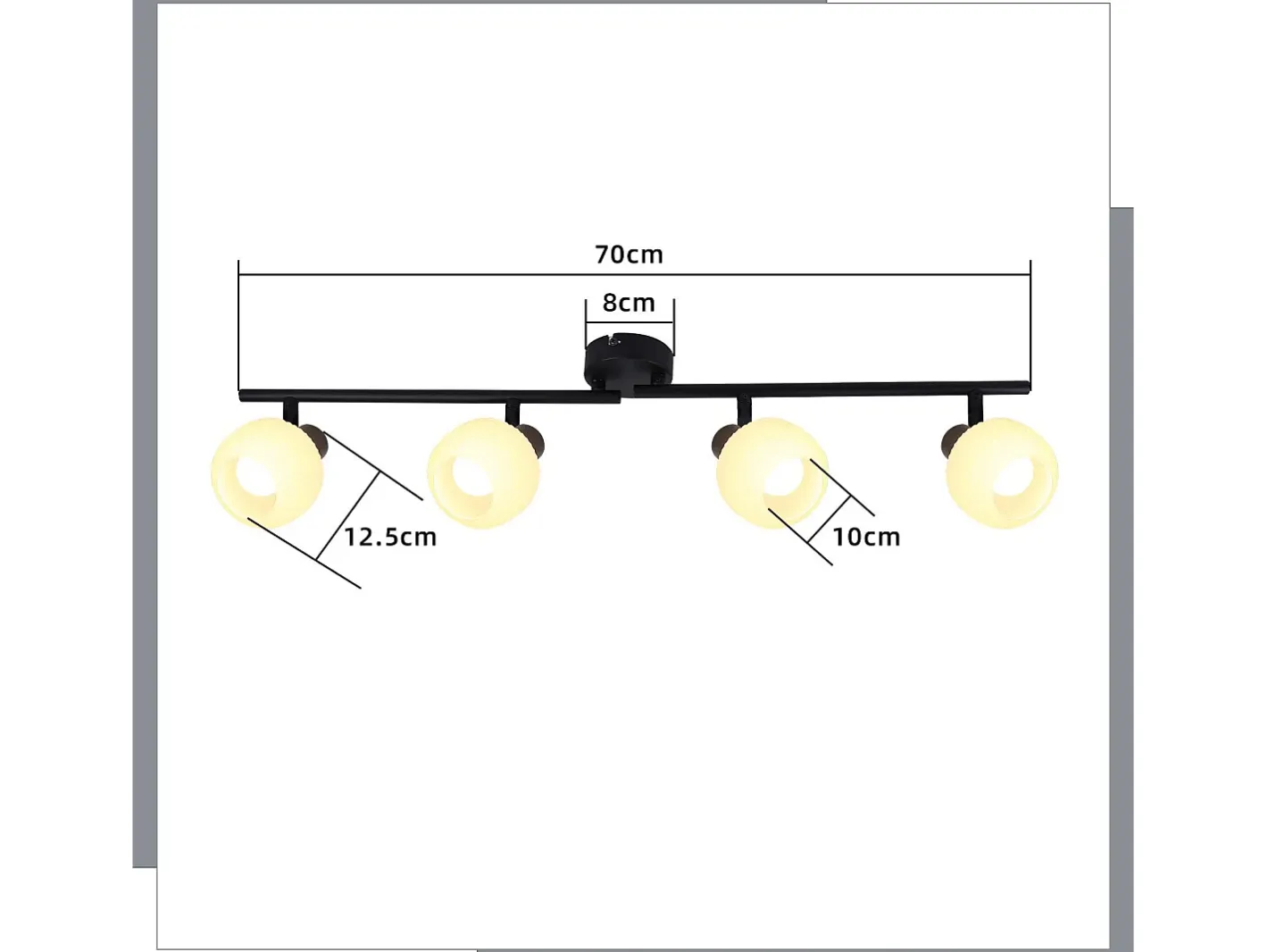 NETTLIFE Foco de techo blanco E14 Lámpara de techo 4 bombillas Pantalla de cristal interior Foco ajustable Negro Sale