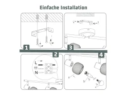 NETTLIFE Foco de techo blanco E14 Lámpara de techo 4 bombillas Pantalla de cristal interior Foco ajustable Negro Sale