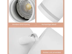 NETTLIFE Foco de techo , 4 bombillas, foco GU10 moderno, orientables, para interior, de metal. Blanco Sale