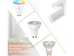 NETTLIFE Foco de techo , 4 bombillas, foco GU10 moderno, orientables, para interior, de metal. Blanco Sale