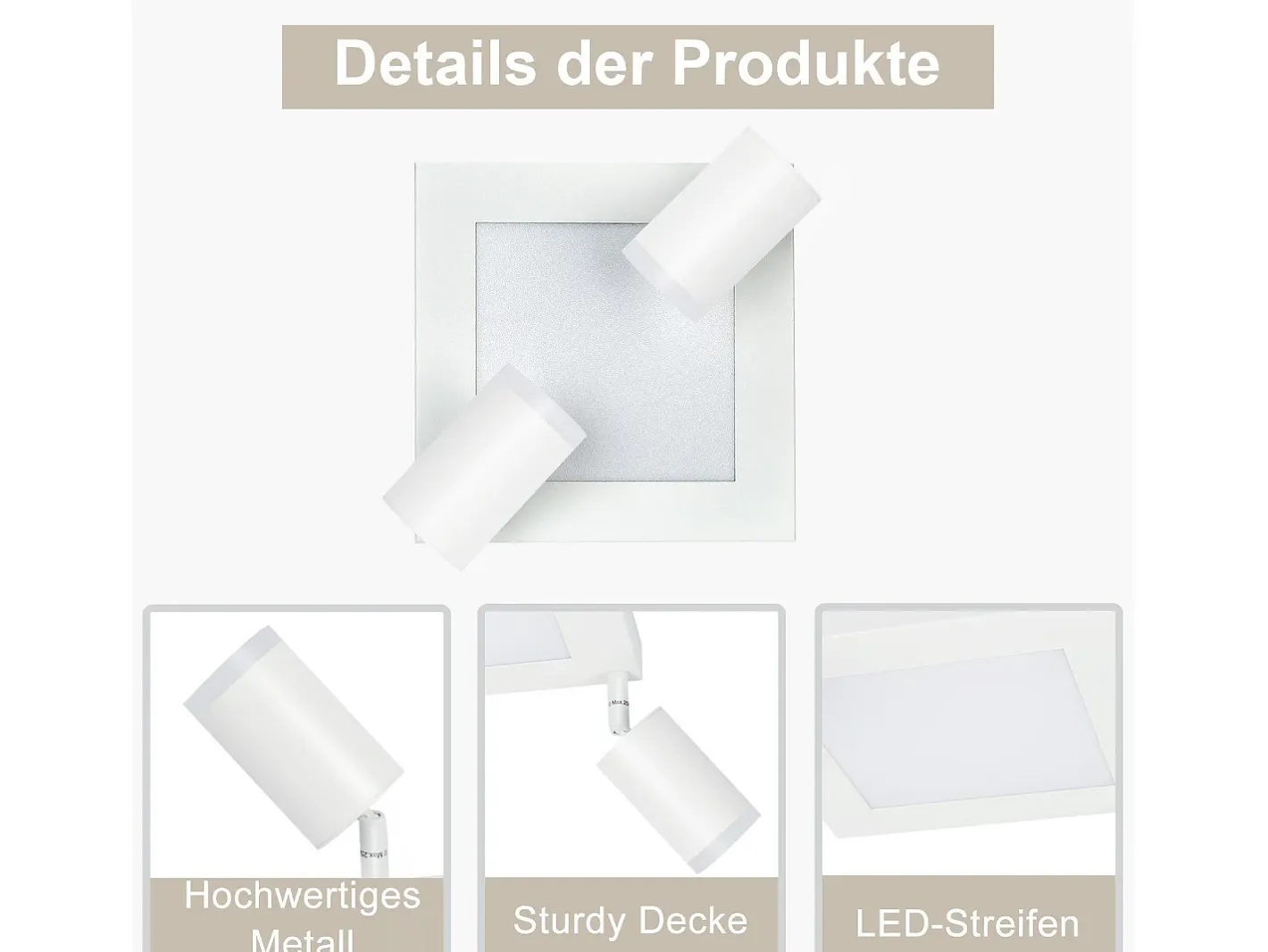 Sale NETTLIFE Foco de techo cuadrado GU10 3000k cálido 20W Lámpara de dormitorio ajustable 350° cálido Blanco