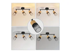 NETTLIFE Foco de techo de madera E14, lámpara de techo orientable 350°, foco de pared sin bombilla Negro Hot