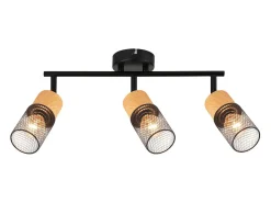NETTLIFE Foco de techo de madera E14, lámpara de techo orientable 350°, foco de pared sin bombilla Negro Hot