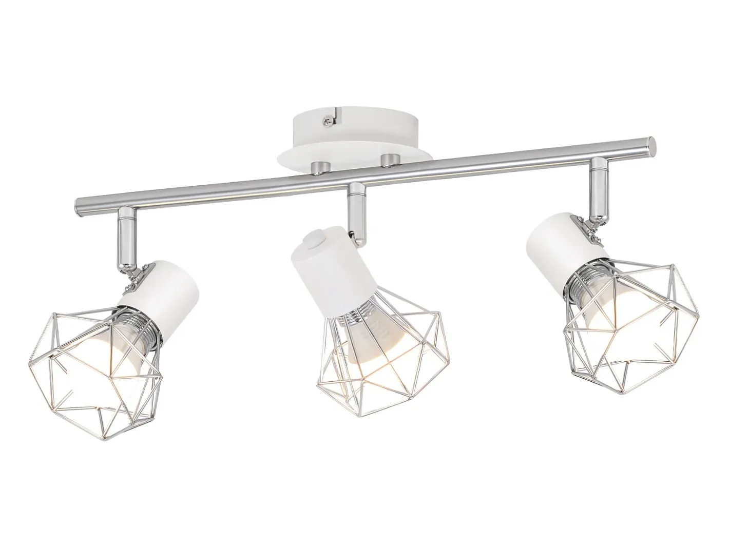Sale NETTLIFE Foco de techo de 3 bombillas redondas - Faro industrial retró E14 Sin bombillas Blanco
