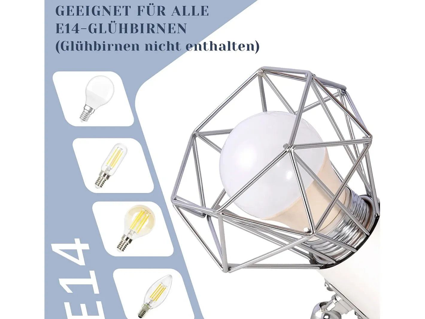 Sale NETTLIFE Foco de techo de 3 bombillas redondas - Faro industrial retró E14 Sin bombillas Blanco