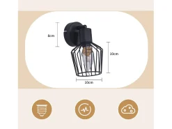Discount NETTLIFE Foco de Techo E14 - Metal, Lámpara de Pasillo Industrial Giratoria 350°, Aplique de Pared para Pasillo y Sala de Estar, Negro